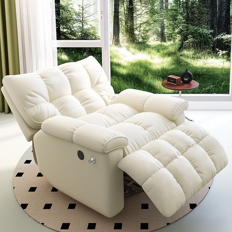 多功能单人沙发椅奶油可躺可睡客厅卧室摇摇椅头等太空懒人沙发舱