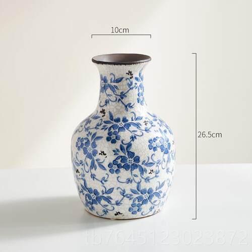 高档中新瓷式青花瓷花瓶大绿植插花水养复古客陶花器厅玄关装饰品