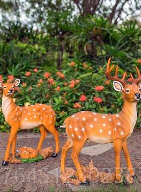 高档园装饰 院仿真动物婚花庭礼摄影具树脂玻璃钢雕塑梅花鹿摆道