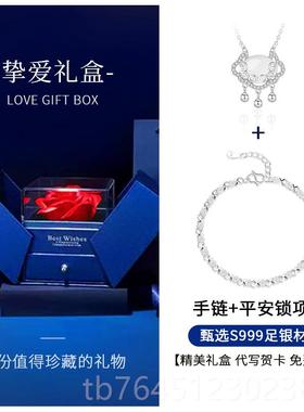 高档9女99足银手链女纯银手链2024年新i款众ns小士女生夏情侣简约