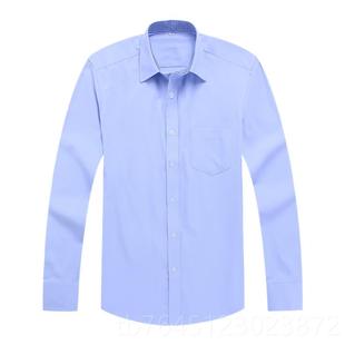 高档国政邮储蓄银行衬衣中男长袖衬衫夏正季修身浅蓝色短袖工作服