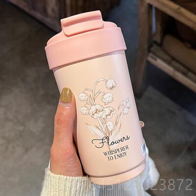 高档铃兰花咖啡保温女生高颜值双杯饮杯女士水高档便精致携学生随