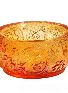 高档琉璃聚宝财位玄关匙收纳盆件家居装饰存钱摆罐中式客厅桌面钥