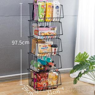 高档收纳筐置物家架厨房客厅落地多层移玩动用放食具零蔬果菜篮子