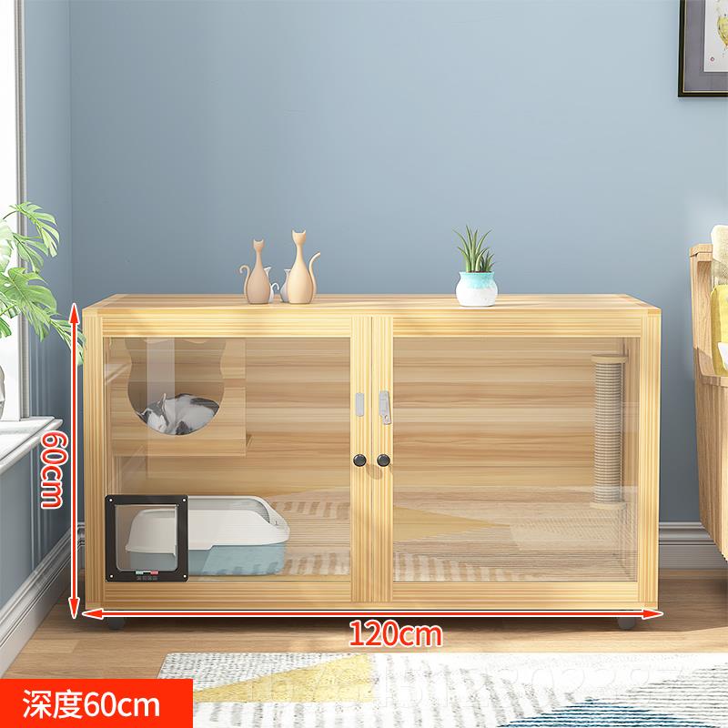 高档实木水猫别墅猫笼子单门实用猫窝床带防爬猫架门玻璃繁育笼猫