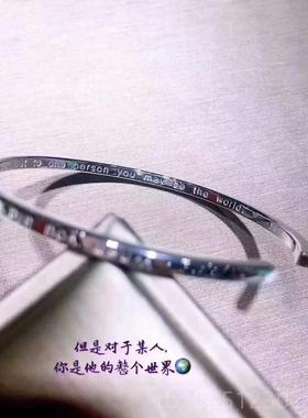 高档99物9银饰足银细英文时手镯约女纯银手环尚简气质礼女饰