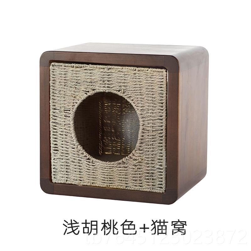 高档实木换鞋猫窝凳头跳柜坐床凳人猫共用半封闭一体窝猫台中小型