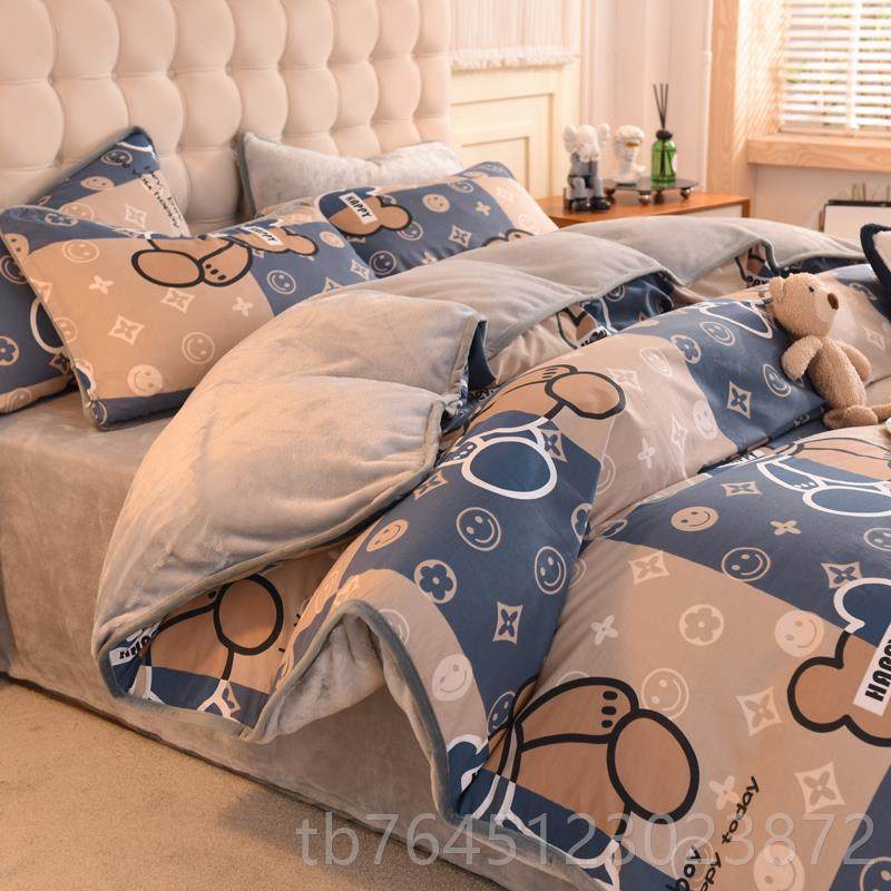 高档秋瑚冬季全棉加绒牛奶绒四件套单面被套加绒厚法兰珊绒绒床单,床上用品,床品套件/四件套/多件套,淘宝优惠券,粉丝福利购,淘宝优惠卷