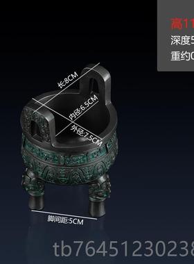 高档纯黄家铜克鼎摆件办公室招铜鼎客财厅装品青铜器摆件用铜鼎饰