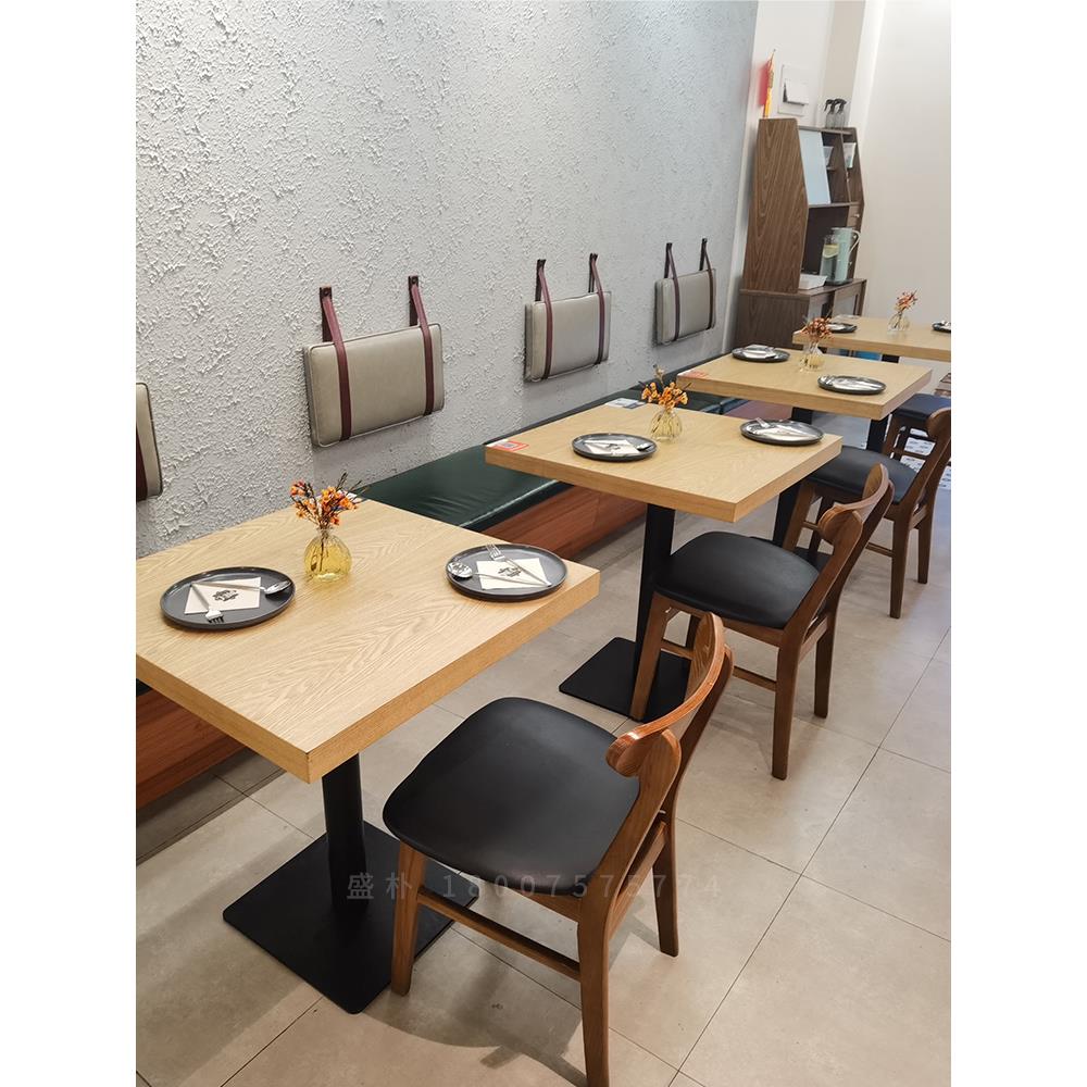 定制实木西餐厅餐饮小吃店饭店奶茶料理粉面馆卡座餐桌椅组合覆古