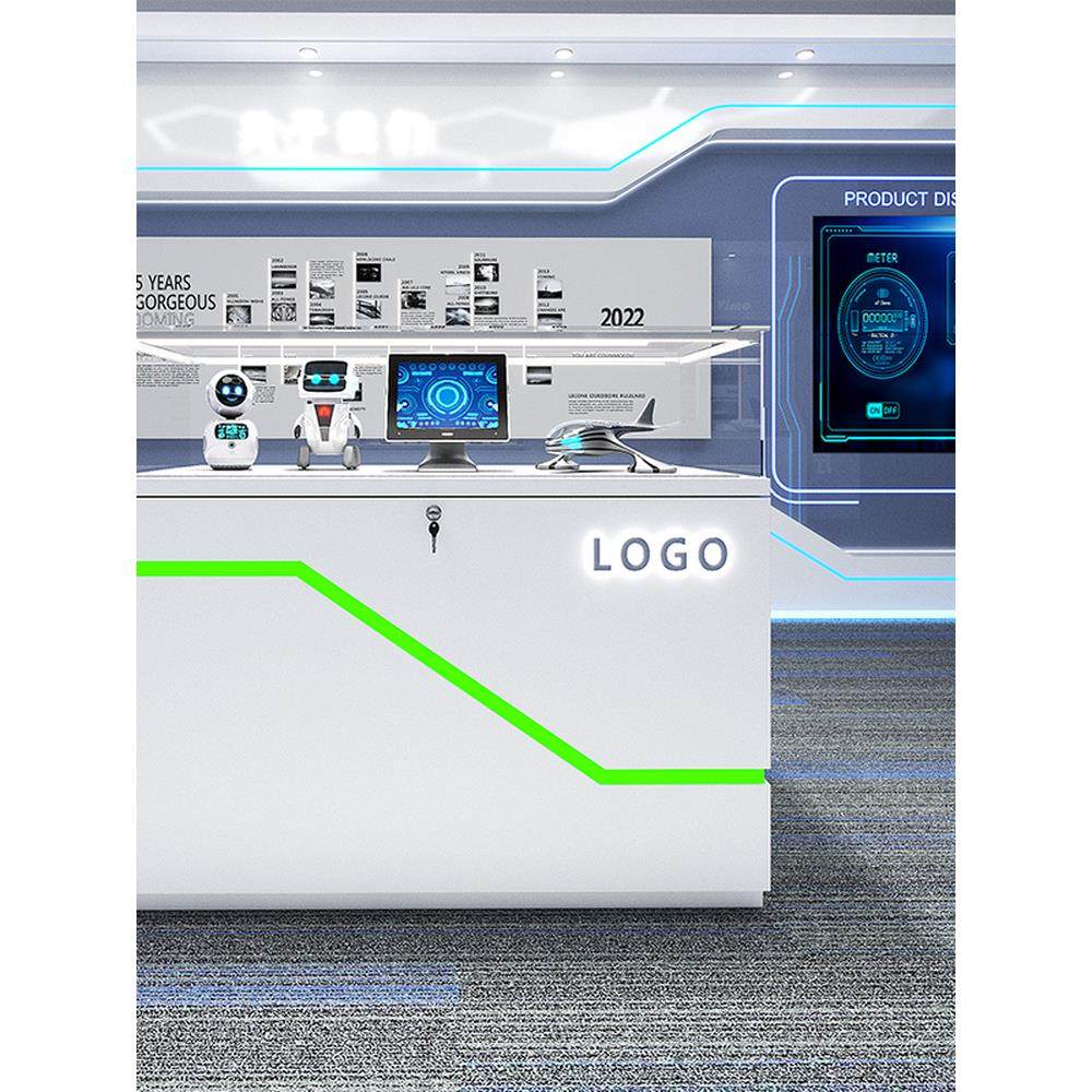 2025新款烤漆科技展示柜机械零件展览重工公司展厅摆放陈列柜柜台