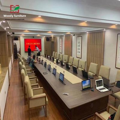 定制升降会议桌液晶显示器升降台翻转器条桌无纸化会议系统桌子