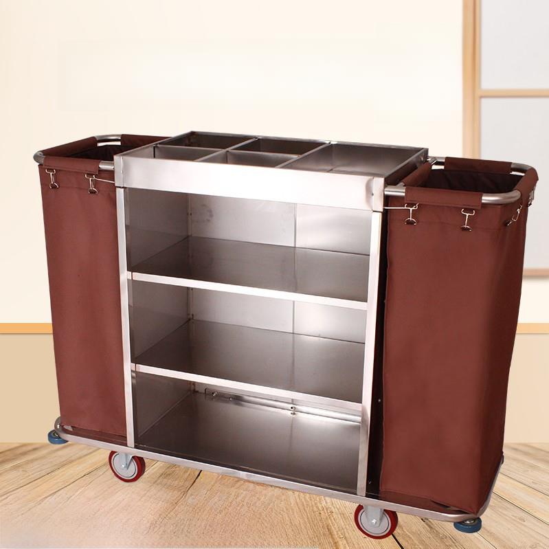 酒店布草车客房服务车宾馆工作车打扫不锈钢手推房口车清洁保洁车