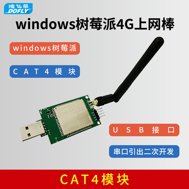 移远EC200A模块4G上网棒USB dongle适用树莓派免驱动CAT4网卡