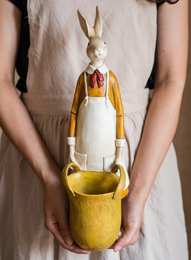 掬涵兔子装饰收纳瓶餐具桌面摆件笔筒筷子筒工具盒文艺童趣插画风