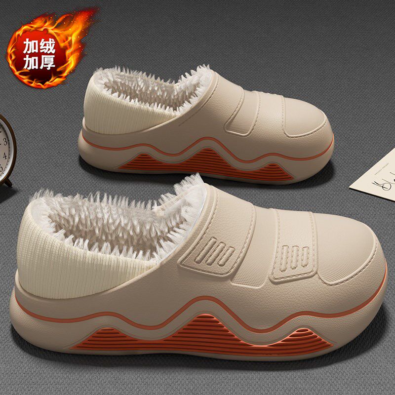 防水棉拖鞋男款2025新款秋冬季保暖防滑包跟可外穿情侣厚底棉拖鞋