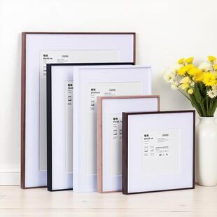 杰艺现代简约金属4k画框拼图装 饰画框 裱铝合金窄边A3相框可挂墙装