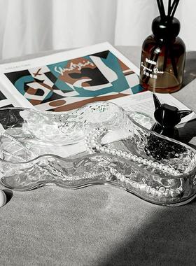 欧式玻璃家居首饰盘 甜品台摆件装饰展示架收纳盘 水果盘香薰托