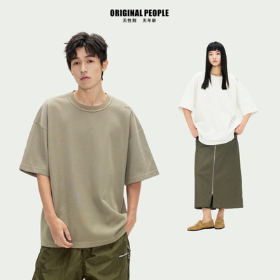 ORIGINAL PEOPLE男女儿童线迹肌理感廓形中性亲子短袖T恤