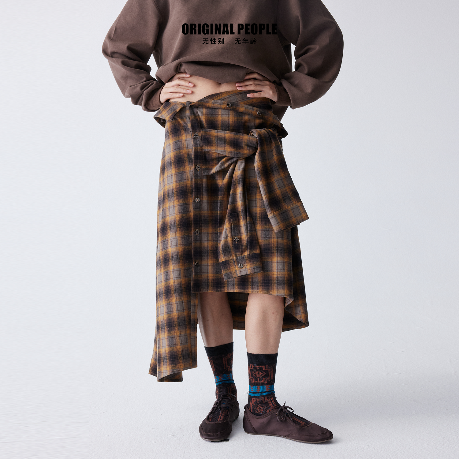 ORIGINAL PEOPLE 原创设计感异型解构衬衫半身裙女外搭屁帘男女