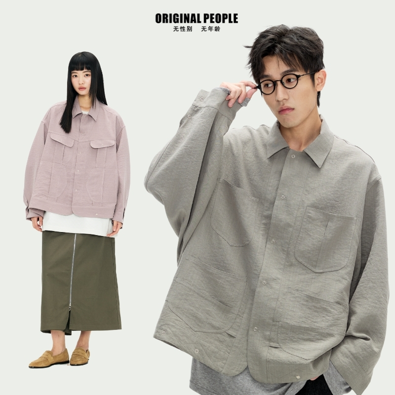 ORIGINAL PEOPLE25早秋新品男女中性可翻转颠倒穿廓形轻薄夹克