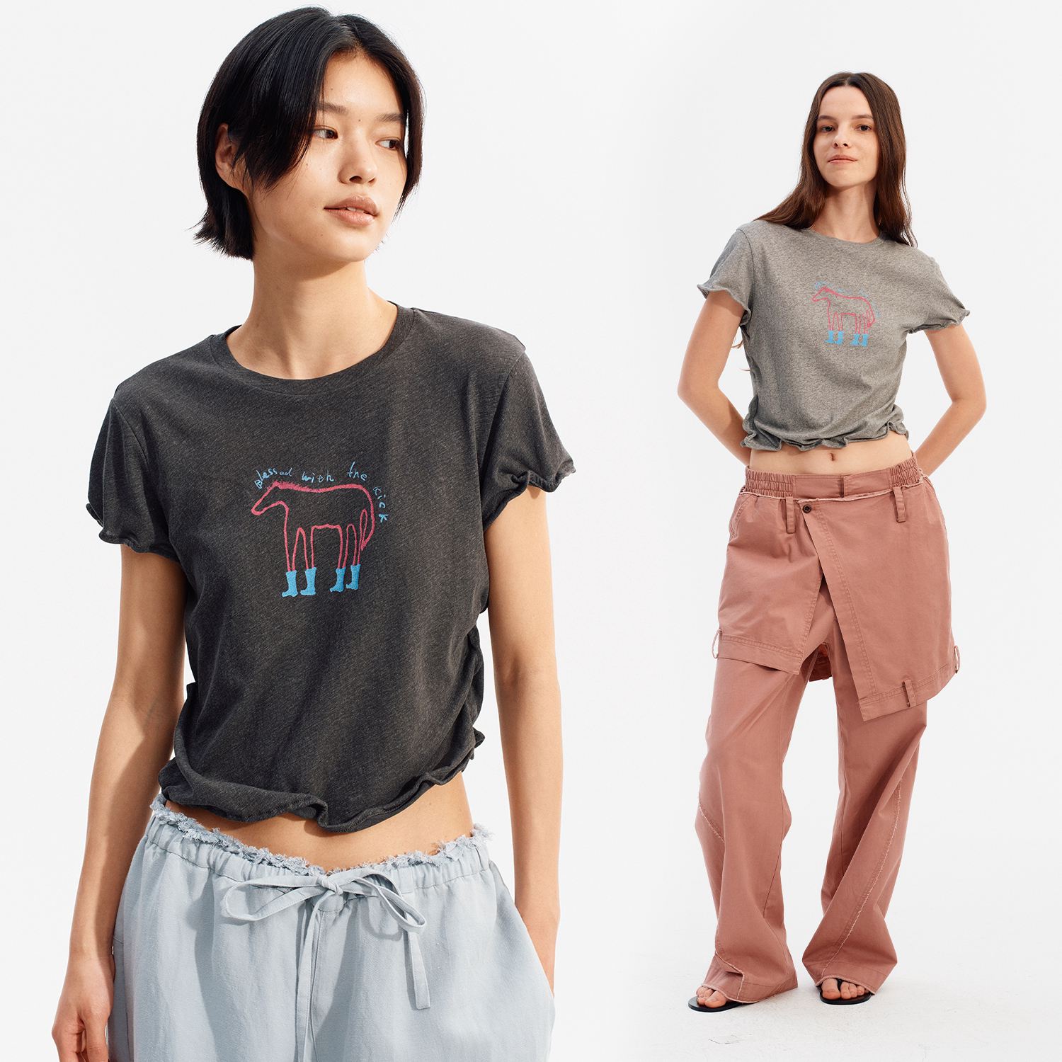 ORIGINAL PEOPLE女士夏日趣味小马扭扭棒短袖T恤图片