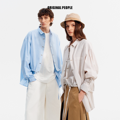 ORIGINAL PEOPLE夏季设计感双面穿抽绳收腰宽松物理防晒衬衫