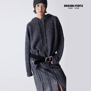 ORIGINAL PEOPLE 亲子系列连帽插肩袖毛衣秋冬设计感宽松针织上衣