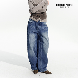 ORIGINAL PEOPLE早春中性复古水洗牛仔裤显瘦松弛感廓形长裤女