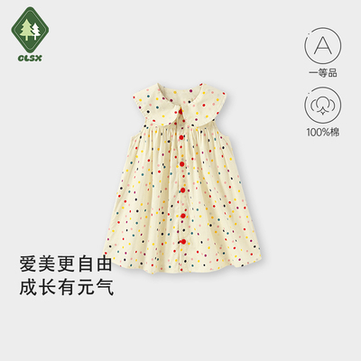 女童连衣裙娃娃裙洋气翻领无袖