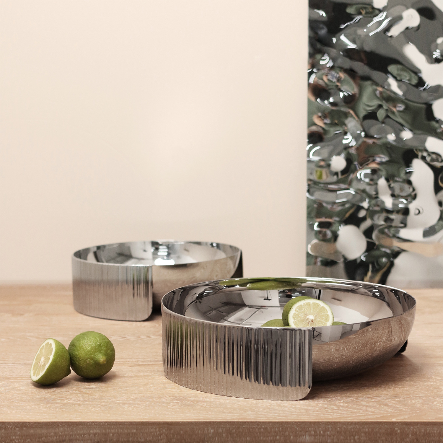 北欧简约现代轻奢不锈钢水果盘高档托盘客厅电视柜桌面装饰品摆件