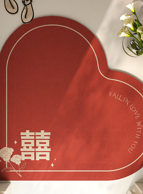 红色结婚异形皮革地垫入户进门可擦免洗防水防滑垫厂家批发玄关