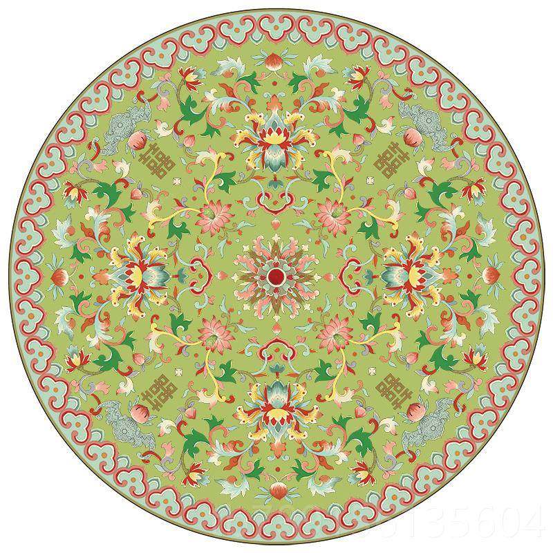高档国潮新中式圆形地毯中国风禅意古风喜字丹花卧室牡床垫边莲地,居家布艺,地毯,淘宝优惠券,粉丝福利购,淘宝优惠卷