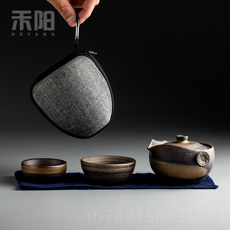 高档粗陶快客杯一壶二两杯包行茶具套装便携外陶瓷旅泡户茶器功夫