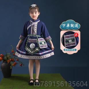 高档广西月壮族民族服装女改三良版男女儿童三壮族舞蹈一整套演出