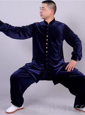 高档冬加厚新款太极秋服拳金绒丝中长款南韩绒太极练功服男女武术