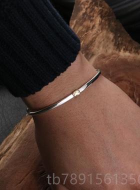 高档mp Ja款pan经典涅槃笑脸手镯男女9手25纯银细开口a情侣链手环