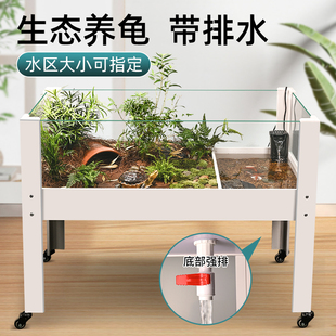 黄缘龟饲养箱半水龟专用造景生态缸带水盆绿N植超大玻璃乌龟水陆