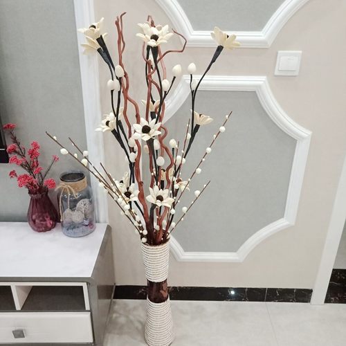 客厅干树枝干花装饰落p地 玄关隔断橱窗龙柳 干枝装饰花天然假花