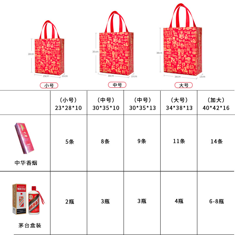 福字新年礼品袋红色大号送礼喜庆无纺布手提袋装烟U酒年货高档礼