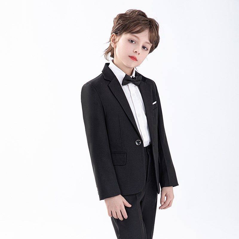 高档黑色儿童西装套装花童男童主持D人演讲表演礼服钢琴演出西服