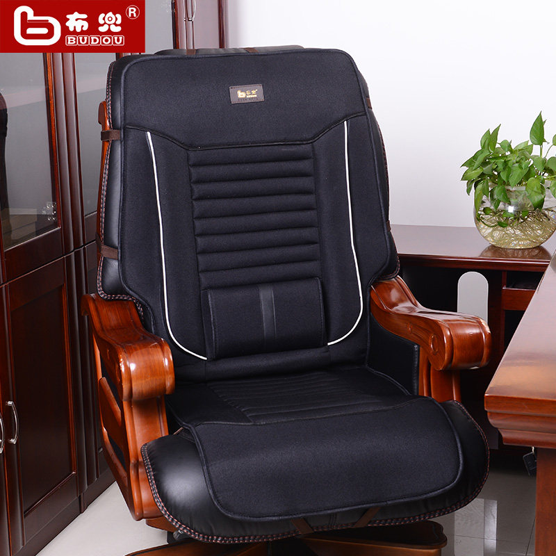 布兜新品四季椅垫办公室老板椅坐垫大班椅专用Q坐垫带靠背亚麻椅