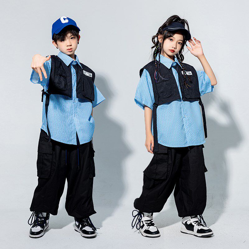 街舞儿童潮服夏季男童hirphop套装女童爵士舞服装少儿架子鼓演出