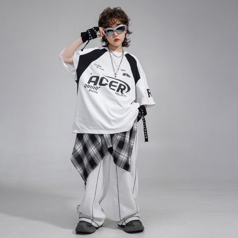 街舞儿童潮d服男童嘻哈酷帅T恤hiphop架子鼓服女童爵士舞演出服装