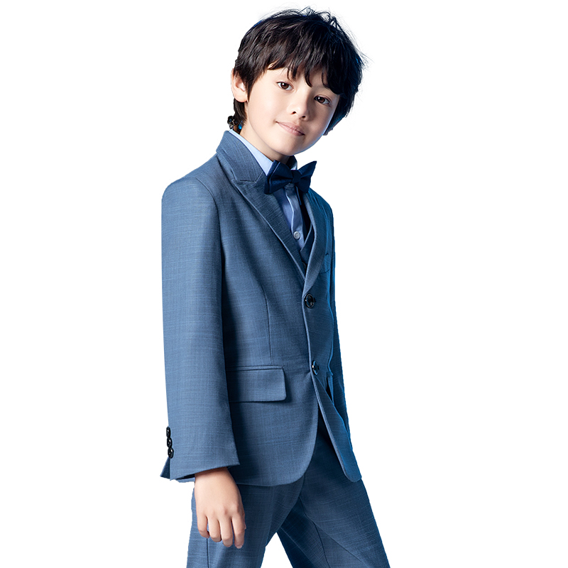 儿童西装宝宝小西服蓝色条纹三五A件套 花童礼服套装男童T台表演
