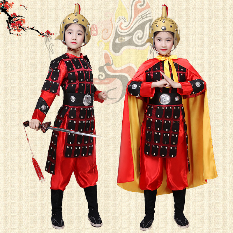 古装盔甲士兵服儿童花木兰将军满江红岳飞将士演出U服舞台表演戏