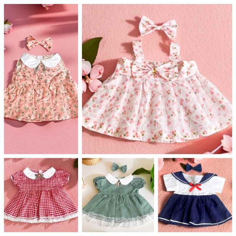 站姿全长40cmk的玩偶衣服毛绒玩具娃衣大号连衣裙子蝴蝶结魔术贴