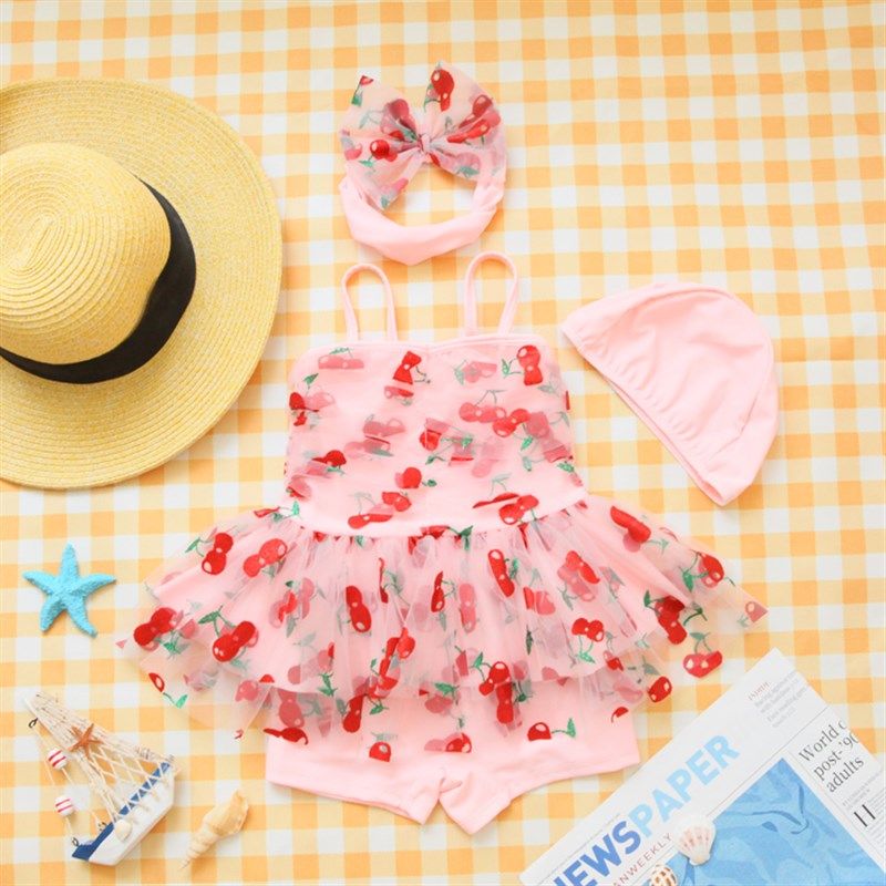 儿童泳衣女童f公主2021新款女童泳衣裙式分体连体走秀洋气宝宝泳