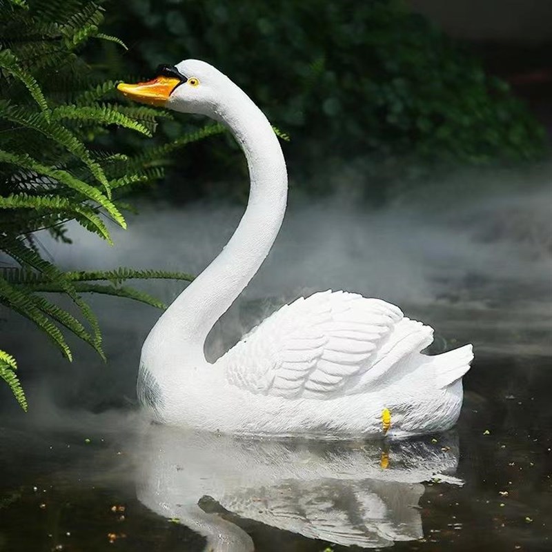花园假山鱼池造景浮水天鹅装饰摆件户G外公园水池喷泉流水景观小