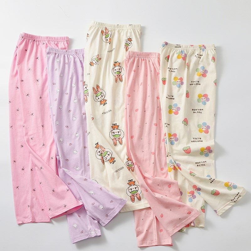 2条儿童纯棉g宽松薄款家居服女童夏季全棉睡裤女孩空调裤宝宝长裤